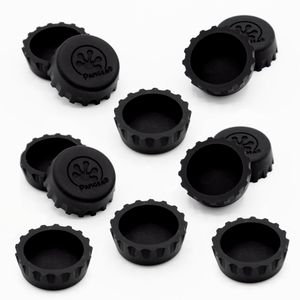 Pangea Silicone Bottle Cap Gecko Feeding Dish  - 12 Pack black.