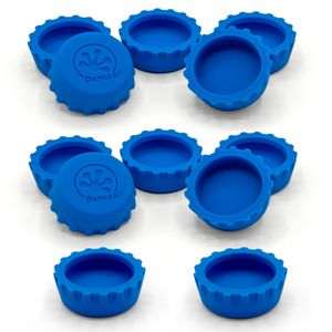 Pangea Silicone Bottle Cap Gecko Feeding Dish  - 12 Pack blue.