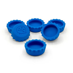 Pangea Silicone Bottle Cap Gecko Feeding Dish  - 6 Pack blue.