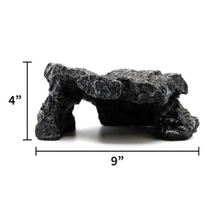 Pangea Large Rock Cave Hide with measurements front view.