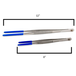 Pangea Tweezers with Rubber Tip - size comparison between 12" and 8" varients.