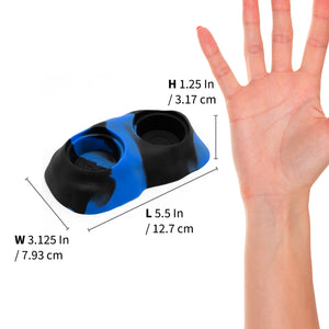 Pangea Ultimate Eco Dish dimensions with a hand for comparision.